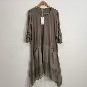 Lea Rigoli XL Boho Asymmetrical Dress Tan
